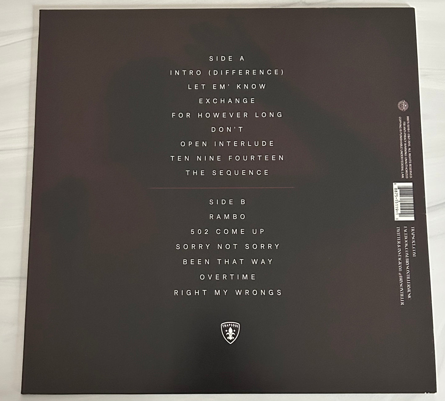 Bryson Tiller – Trapsoul (2015 US Press)